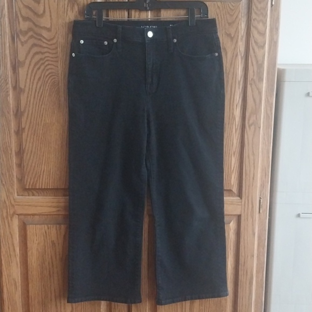 J. Crew Women's 1996 High-Rise Slim Wide Cropped Jean Semi-Stretch 29P Black Y2K
